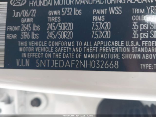 2022 HYUNDAI SANTA CRUZ 5NTJEDAF2NH032668 Photo 8