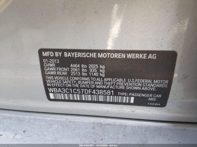 2013 BMW 328I WBA3C1C57DF438581 Photo 8