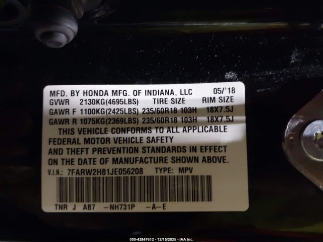 2018 HONDA CR-V 7FARW2H81JE056208 Photo 8