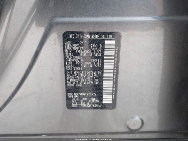 2019 NISSAN ARMADA JN8AY2ND2K9090422 Photo 8