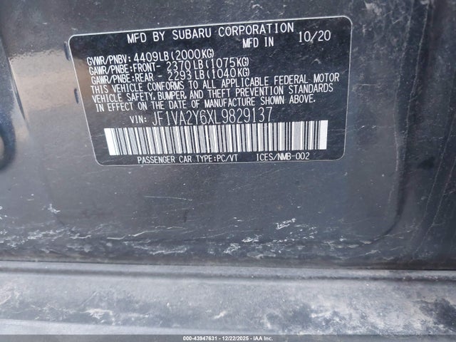 2020 SUBARU WRX STI JF1VA2Y6XL9829137 Photo 8