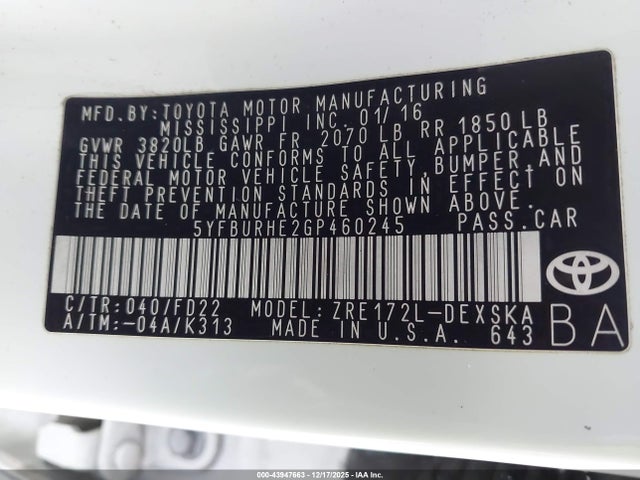 Toyota Corolla S Plus 2016 5YFBURHE2GP460245 Image 9
