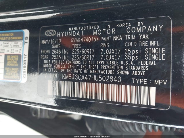 Hyundai Tucson Se Plus 2017 KM8J3CA47HU502843 Image 9