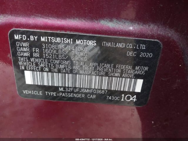 2021 MITSUBISHI MIRAGE G4 ML32FUFJ6MHF03687 Photo 8