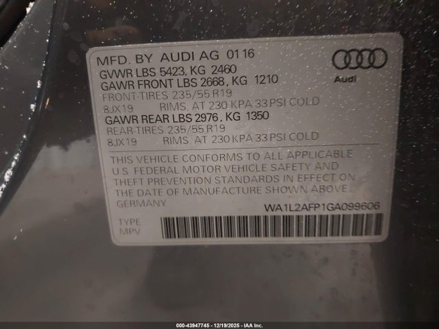 2016 AUDI Q5 WA1L2AFP1GA099606 Photo 8