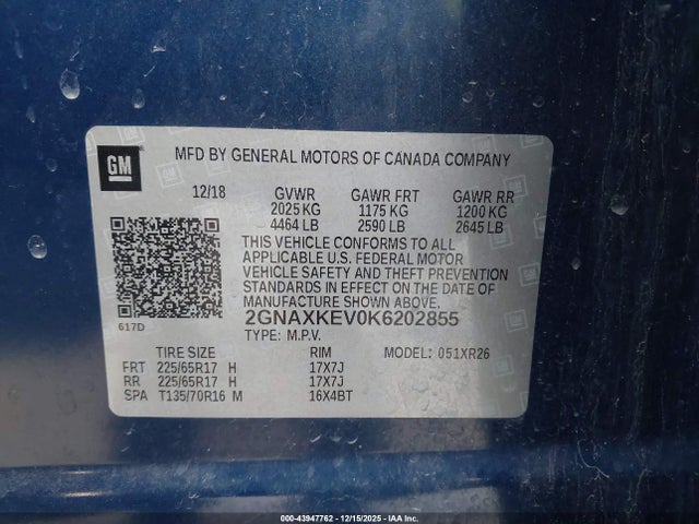 Chevrolet EQUINOX LT 2019 2GNAXKEV0K6202855 Image 9