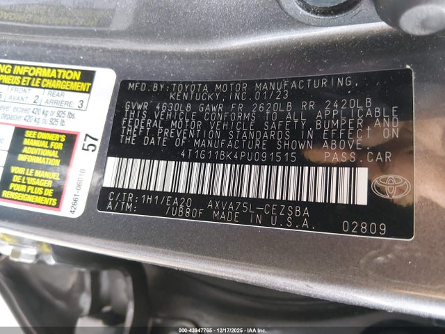 2023 TOYOTA CAMRY 4T1G11BK4PU091515 Photo 8