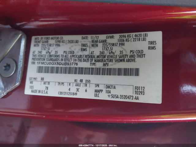 2013 FORD ESCAPE 1FMCU0GX5DUB93776 Photo 8