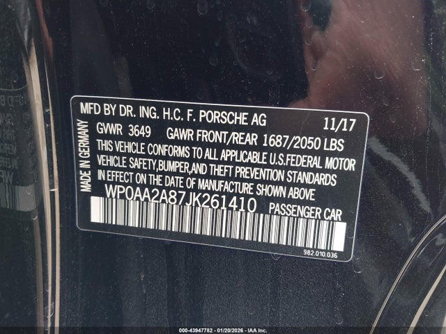 2018 PORSCHE 718 CAYMAN WP0AA2A87JK261410 Photo 8