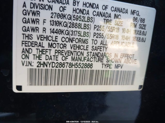 2008 ACURA MDX 2HNYD28678H552866 Photo 8