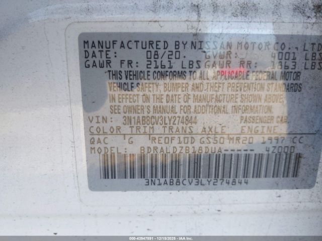 2020 NISSAN SENTRA 3N1AB8CV3LY274844 Photo 8