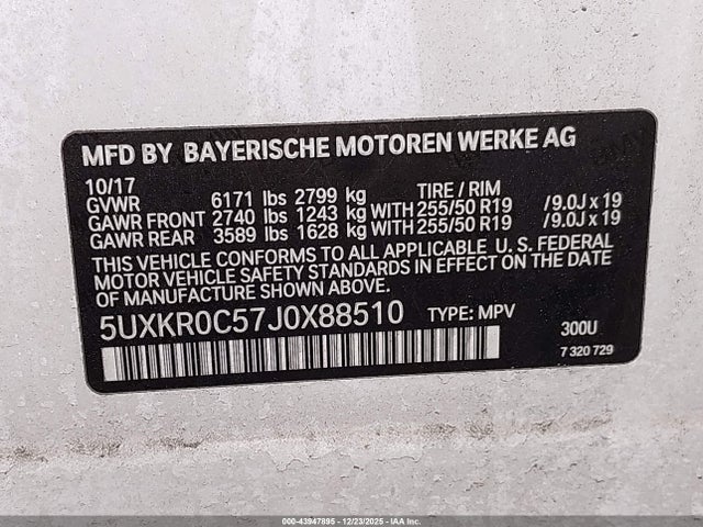 Продаж на аукціоні авто 2018 Bmw X5 Xdrive35i, vin: 5UXKR0C57J0X88510, номер лоту: 43947895