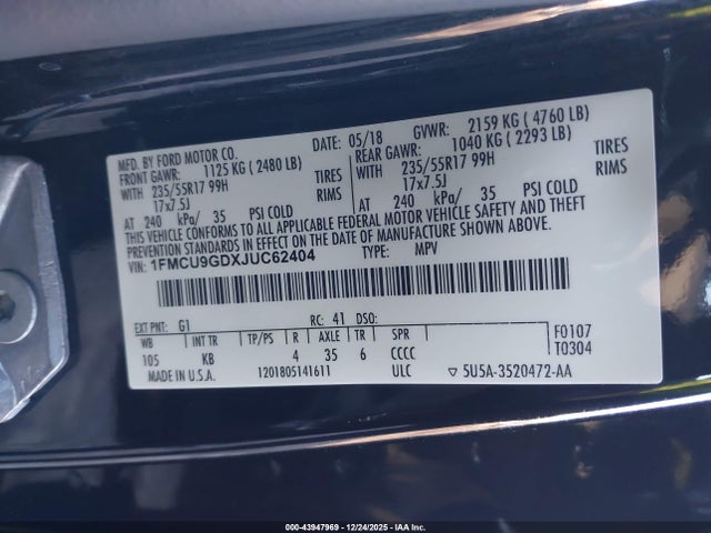 1FMCU9GDXJUC62404 Ford ESCAPE SE