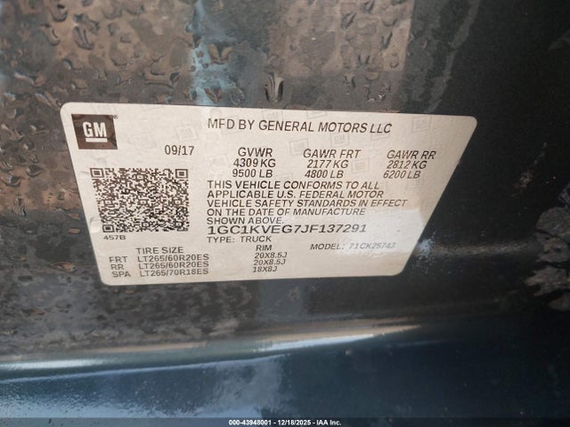 1GC1KVEG7JF137291 Chevrolet Silverado 2500hd Lt