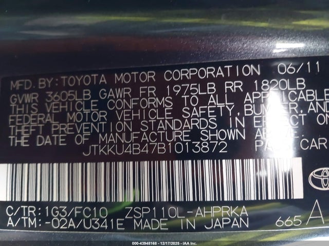 2011 SCION XD JTKKU4B47B1013872 Photo 8