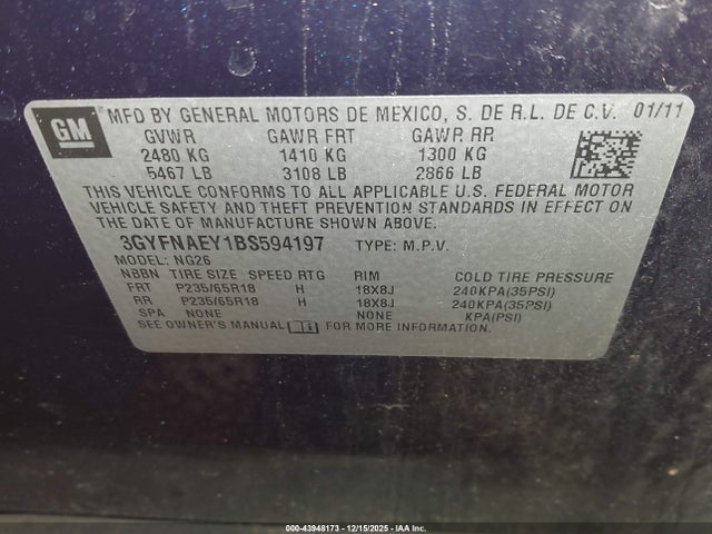 2011 CADILLAC SRX 3GYFNAEY1BS594197 Photo 8