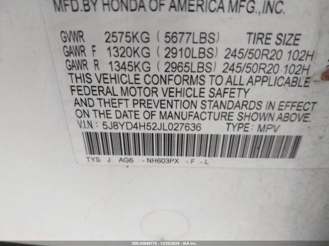 2018 ACURA MDX 5J8YD4H52JL027636 Photo 8