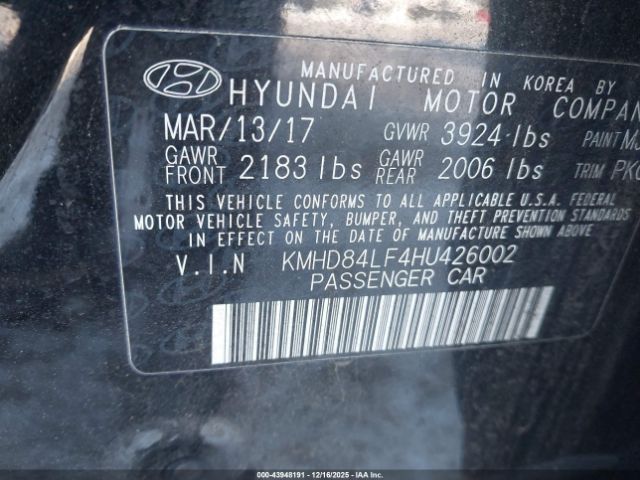 2017 HYUNDAI ELANTRA KMHD84LF4HU426002 Photo 8