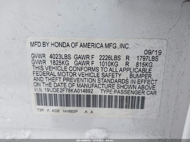 2019 ACURA ILX 19UDE2F78KA014892 Photo 8
