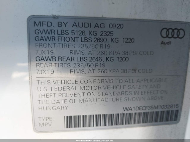 2021 AUDI Q3 WA1DECF35M1032815 Photo 8