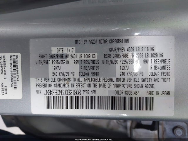 Mazda Cx-5 Grand Touring 2018 JM3KFBDM6J0321808 Image 9