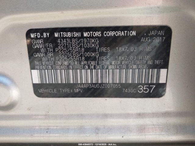 2018 MITSUBISHI OUTLANDER SPORT JA4AP3AU0JZ007055 Photo 8