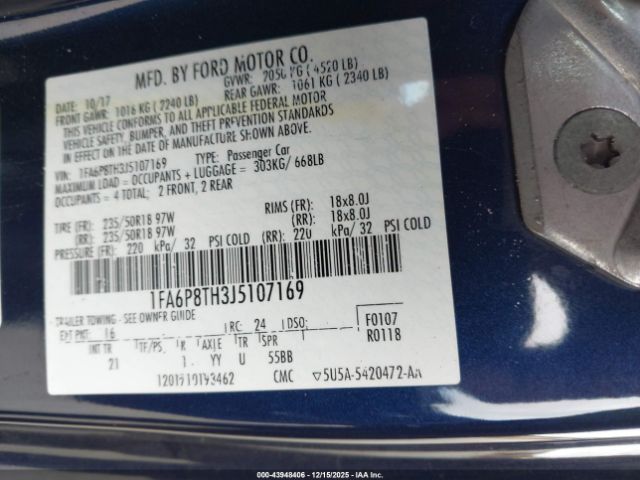 2018 FORD MUSTANG 1FA6P8TH3J5107169 Photo 8