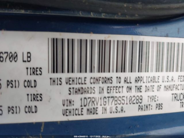 2011 RAM RAM 1500 1D7RV1GT7BS510289 Photo 8