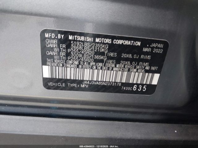 2022 MITSUBISHI OUTLANDER JA4J3VA85NZ073178 Photo 8