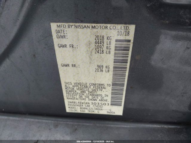 2019 NISSAN ALTIMA 1N4BL4EW5KN303503 Photo 8