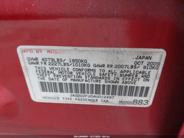 2010 MITSUBISHI LANCER JA32U2FU0AU012497 Photo 8
