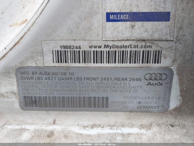 2011 AUDI A4 WAUBFAFL3BN004187 Photo 8