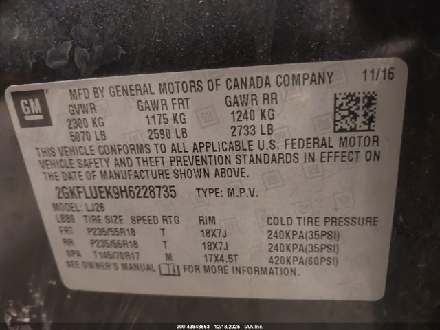 GMC Terrain Slt 2017 2GKFLUEK9H6228735 Image 9