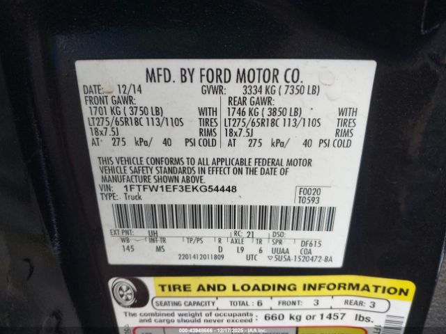 2014 FORD F-150 1FTFW1EF3EKG54448 Photo 8