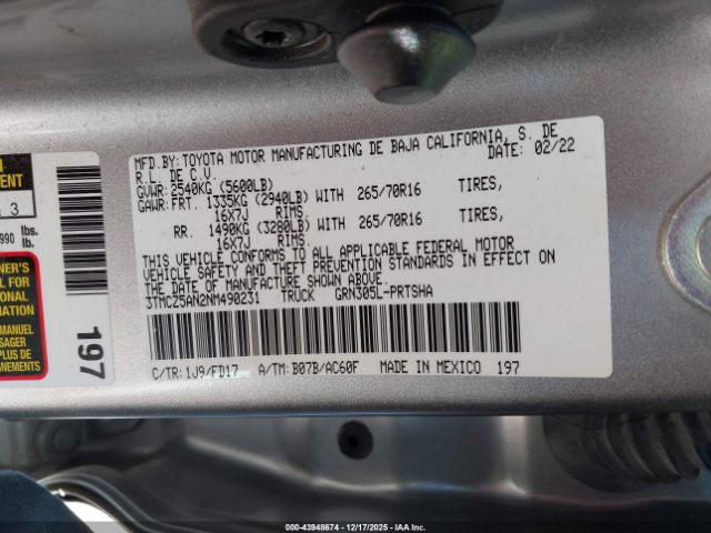 2022 TOYOTA TACOMA 3TMCZ5AN2NM490231 Photo 8