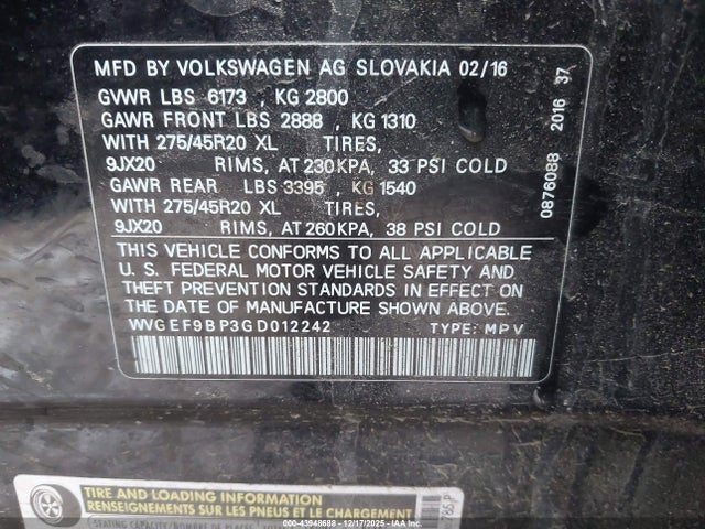 2016 VOLKSWAGEN TOUAREG WVGEF9BP3GD012242 Photo 8