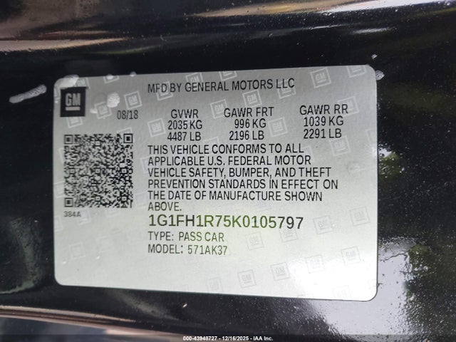 1G1FH1R75K0105797 Chevrolet CAMARO 2SS