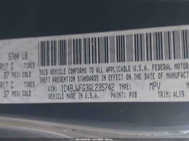 1C4BJWFG3GL235742 Jeep Wrangler Unlimited Rubicon Hard Rock