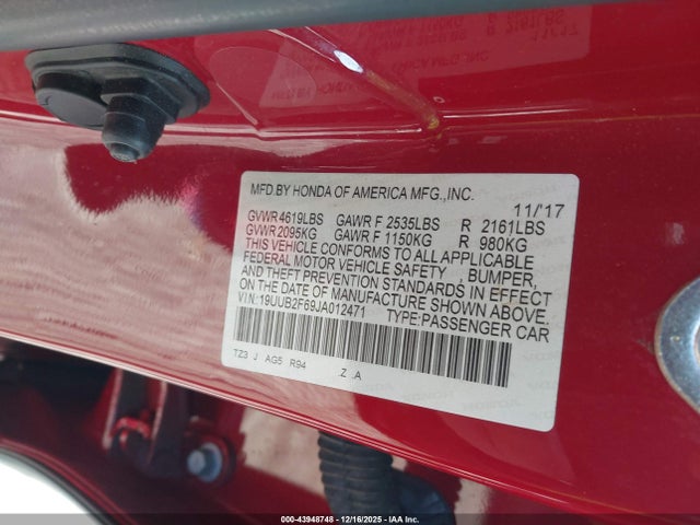 43948748 :رقم المزاد ، 19UUB2F69JA012471 vin ، 2018 Acura Tlx Tech   A-spec Pkgs مزاد بيع