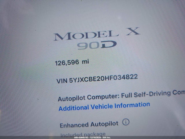 5YJXCBE20HF034822 Tesla Model X 100d/75d/90d