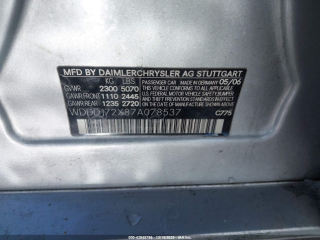 2007 MERCEDES-BENZ CLS 550 WDDDJ72X87A078537 Photo 8