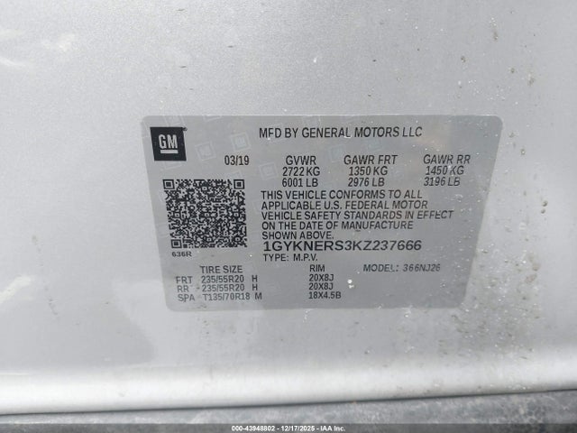 Продажа на аукционе авто 2019 Cadillac Xt5 Premium Luxury, vin: 1GYKNERS3KZ237666, номер лота: 43948802