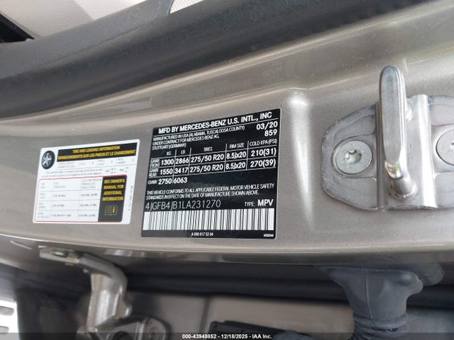 4JGFB4JB1LA231270 Mercedes-Benz GLE 350