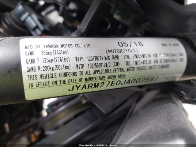 JYARM27E0JA002587 Yamaha MT07