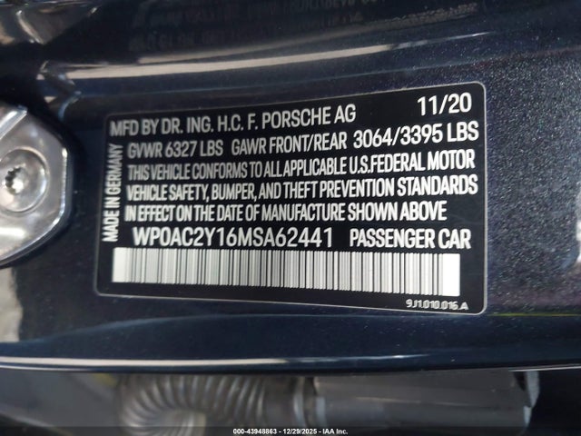 2021 PORSCHE TAYCAN WP0AC2Y16MSA62441 Photo 8