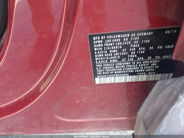 2015 VOLKSWAGEN TIGUAN WVGAV7AXXFW032806 Photo 8