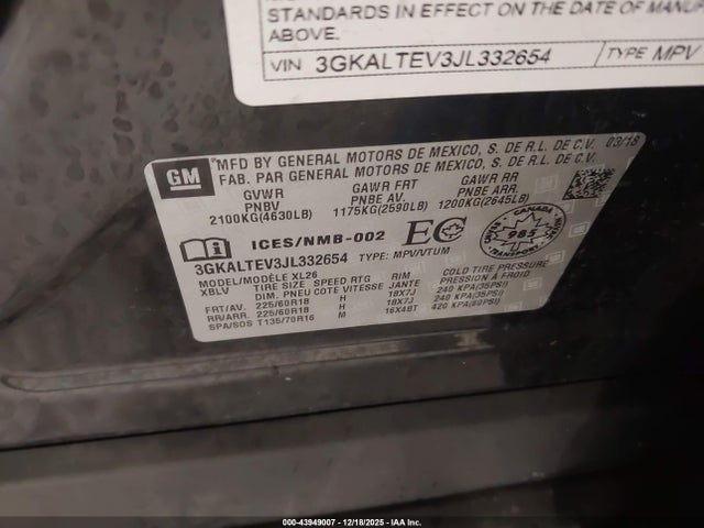 3GKALTEV3JL332654 GMC Terrain Sle