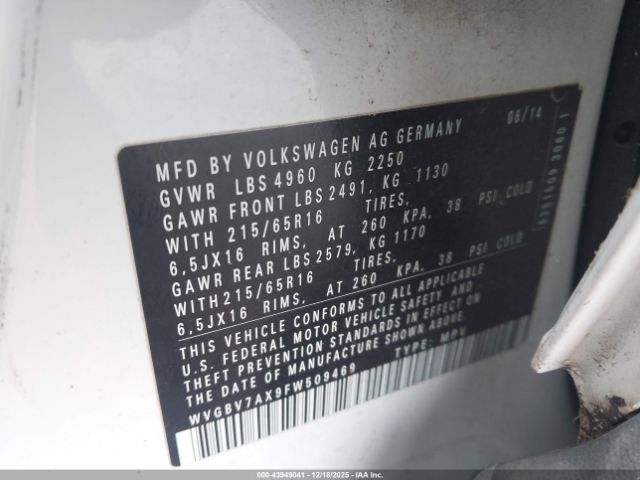 2015 VOLKSWAGEN TIGUAN WVGBV7AX9FW509469 Photo 8