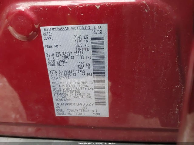 5N1AT2MV0JC843527 Nissan ROGUE SV