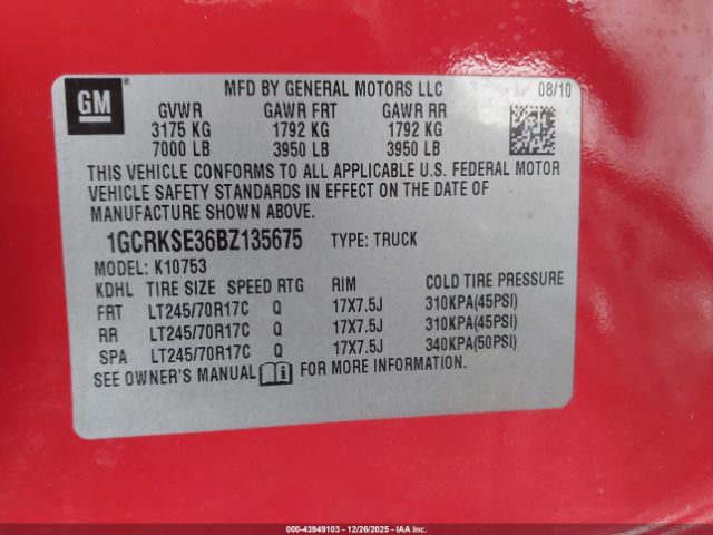 2011 CHEVROLET SILVERADO 1500 1GCRKSE36BZ135675 Photo 8